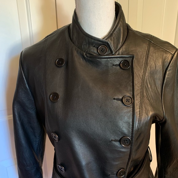 J. Peterman Black Leather Moto-Jacket US 10 Excellent Condition - Picture 6 of 8